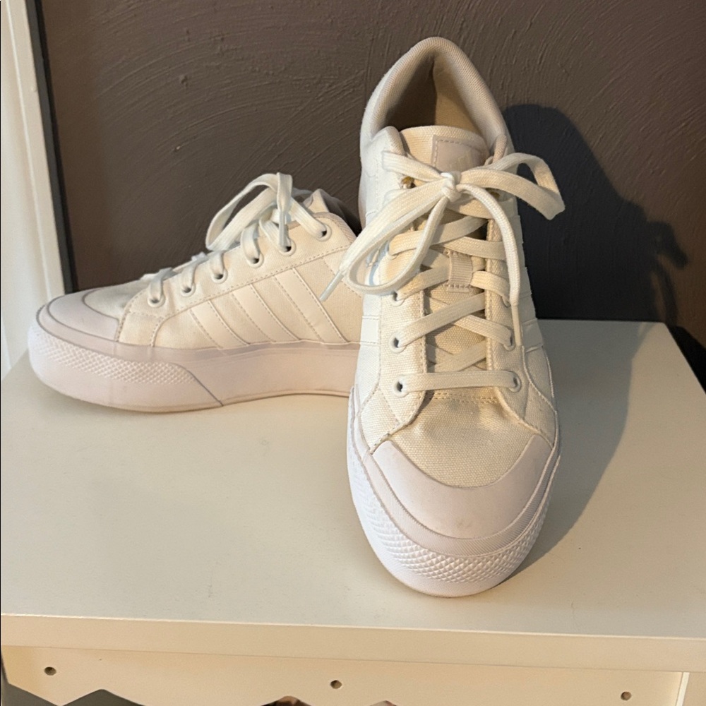 Adidas white platform sneakers